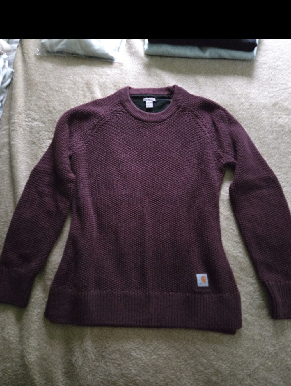 Carhartt Warm Textured Knit Burgundy Crewneck Sweater M